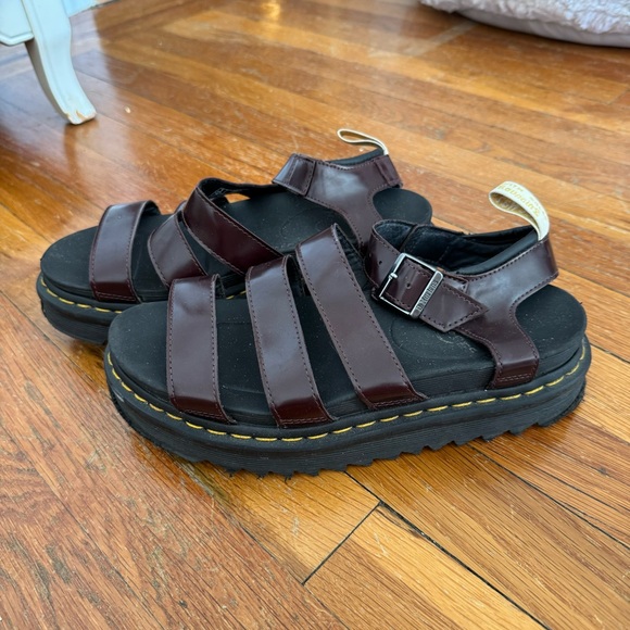 Doc Martens Oxford Rub Off Vegan Blaire Gladiator Sandals - Cherry Red - Picture 5 of 6